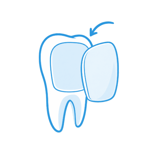 Illustration of dental veneers on front teeth