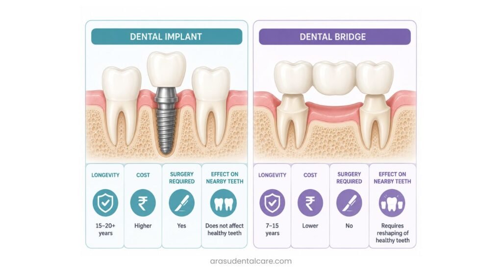 Dental Implant vs Dental Bridge