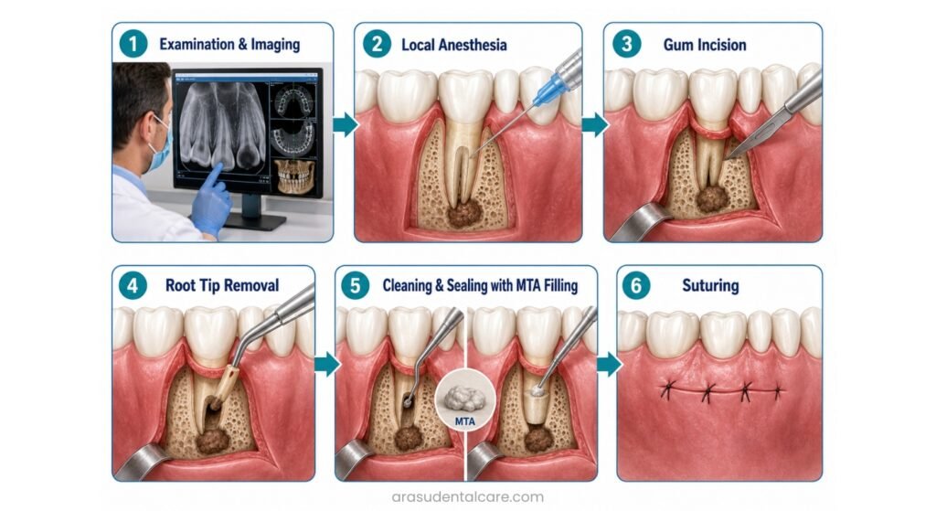 Work procedure of Apicoectomy