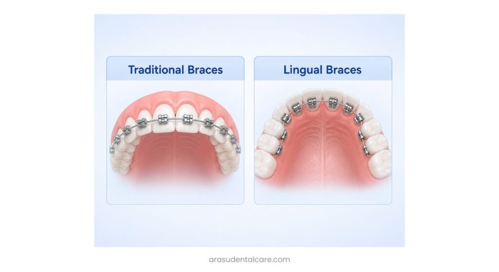 Lingual Braces vs Traditional Braces.