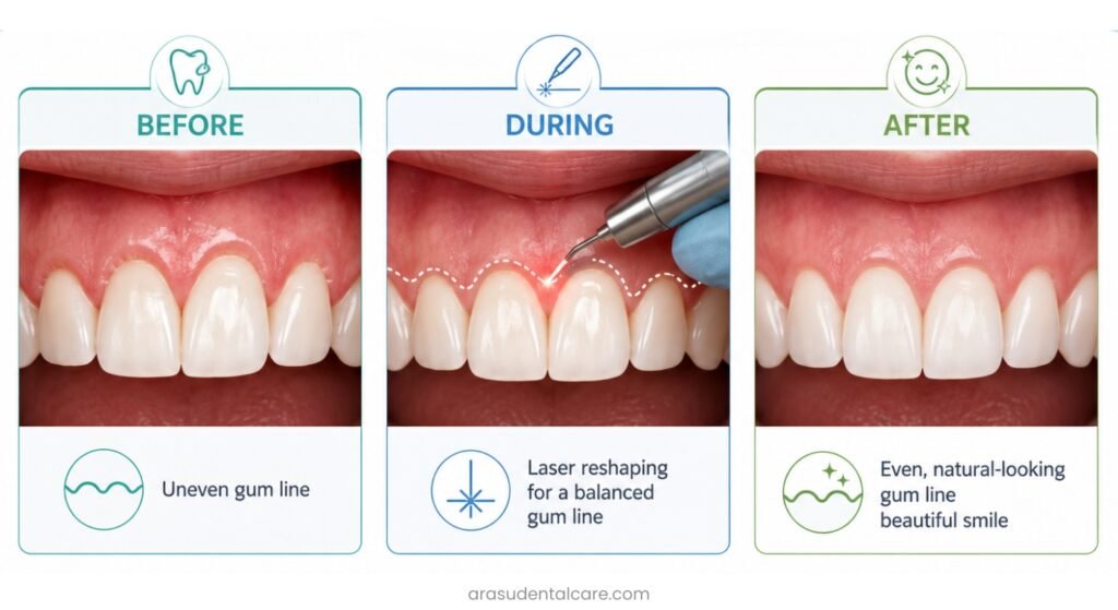 Gum Contouring: Before, During, and After