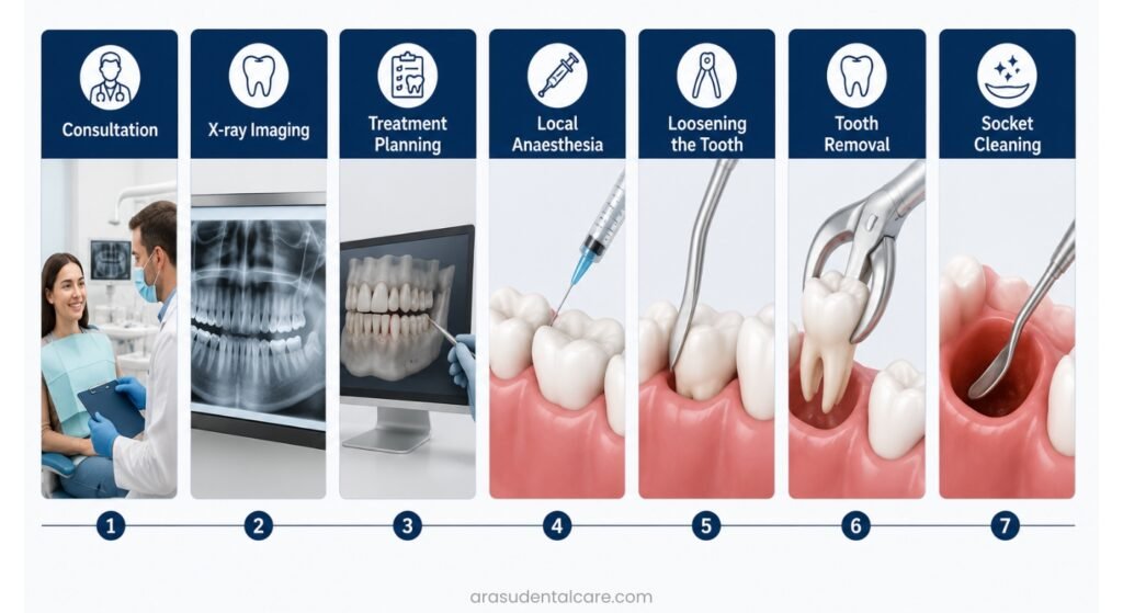 Stepwise Guide to Painless Tooth Extraction'