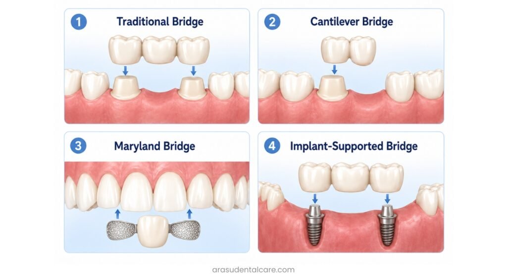 four types of dental bridges