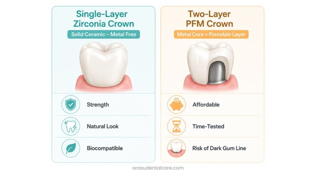 Zirconia Crown vs PFM Crown