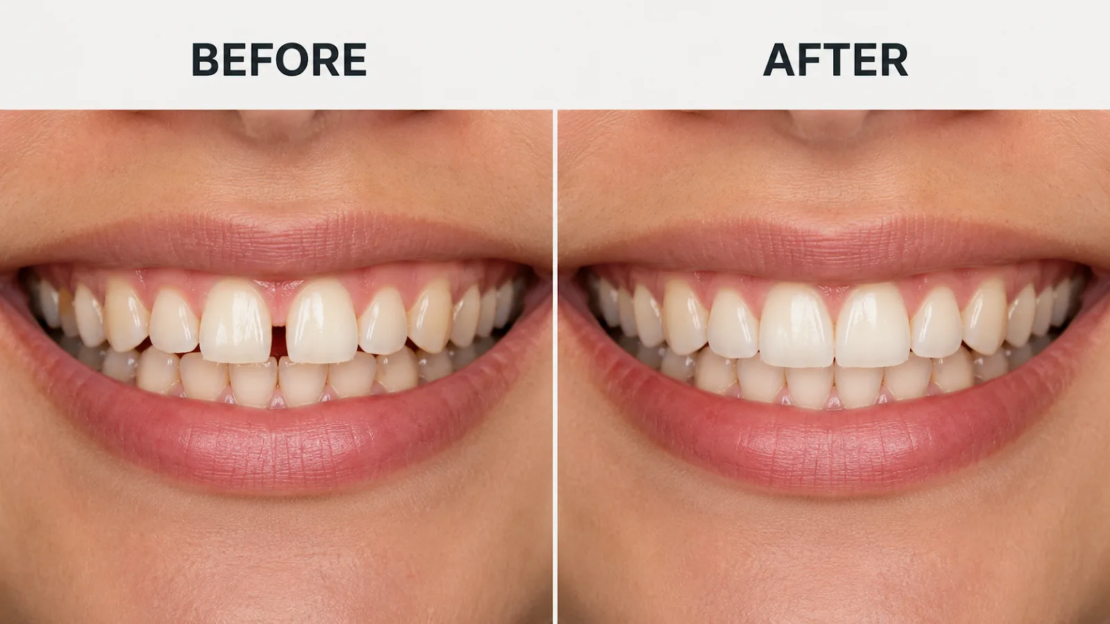 Before and after — Gaps closed & smile aligned — Arasu Dental Care, Coimbatore