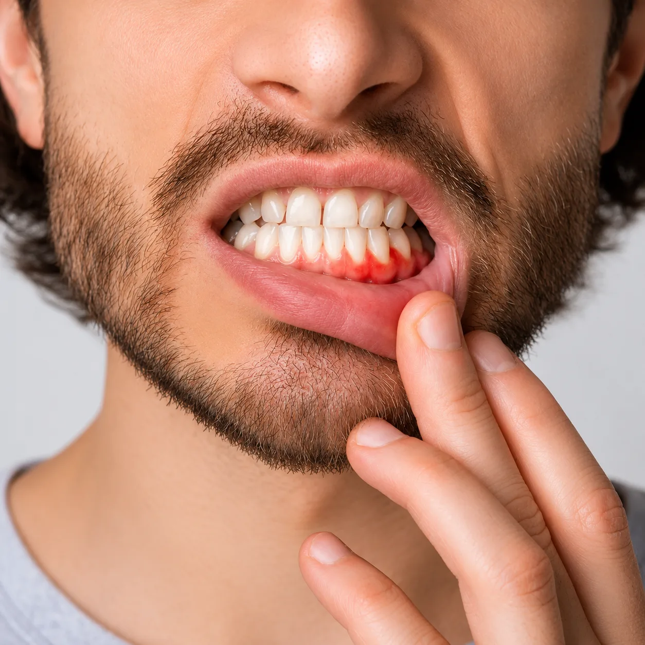 Periodontist at Arasu Dental Care, Coimbatore, carrying out a gum check for a patient with bleeding gums