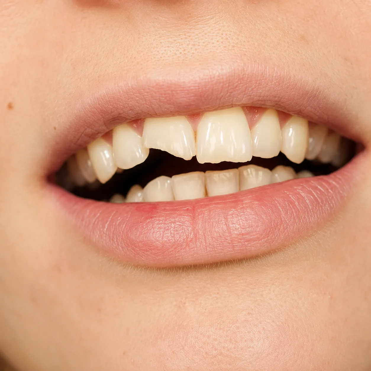 Dentist at Arasu Dental Care, Coimbatore, examining a patient with a broken tooth before repair