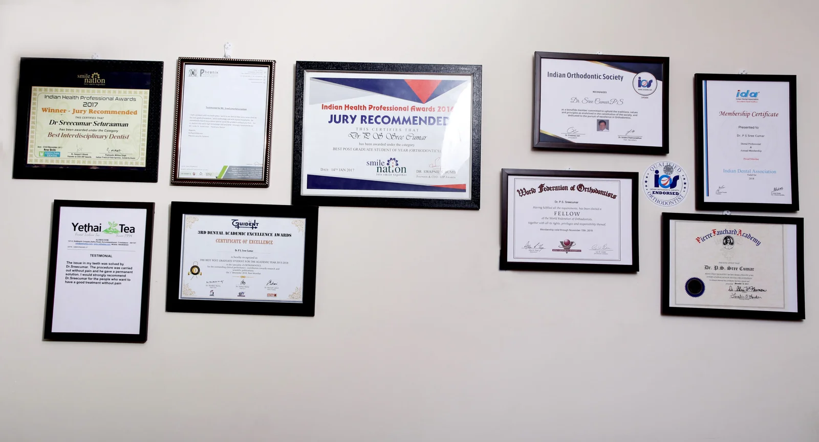 Awards at Arasu Dental Care
