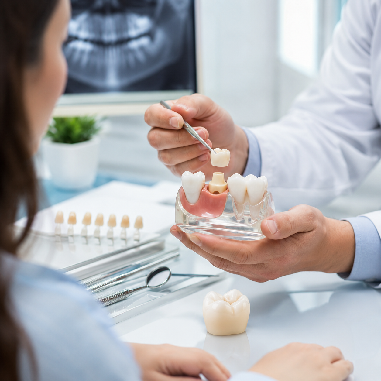 Dental crown (tooth cap) treatment at Arasu Dental Care, Coimbatore