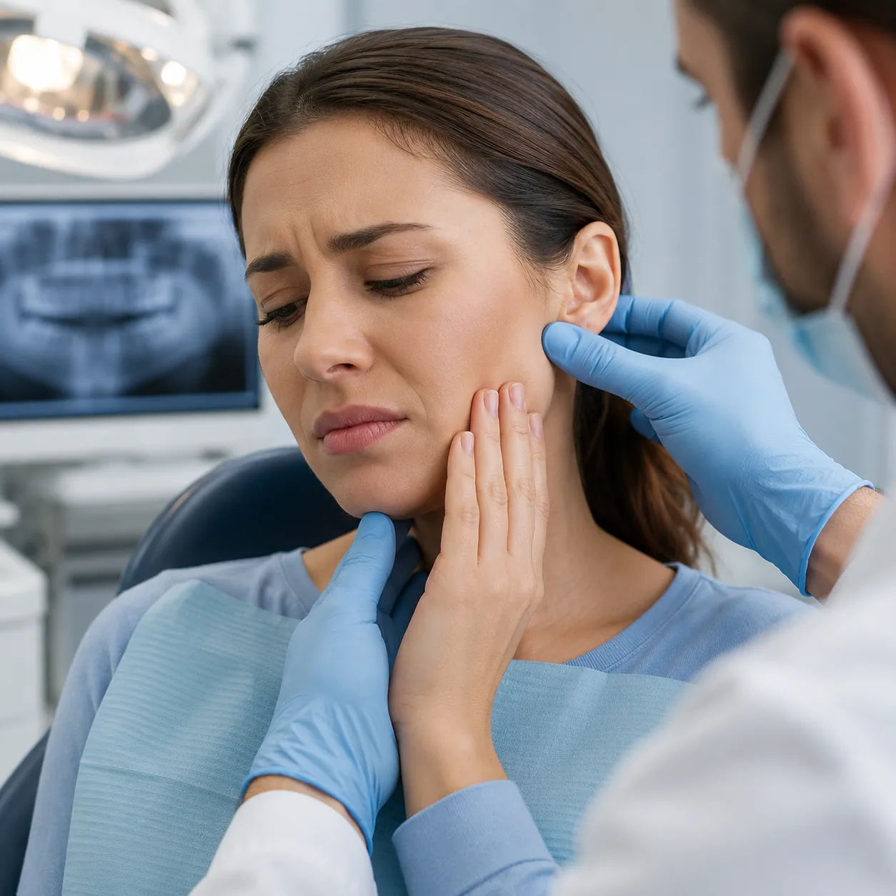 Specialist examining a patient with jaw joint pain - Arasu Dental Care, Coimbatore
