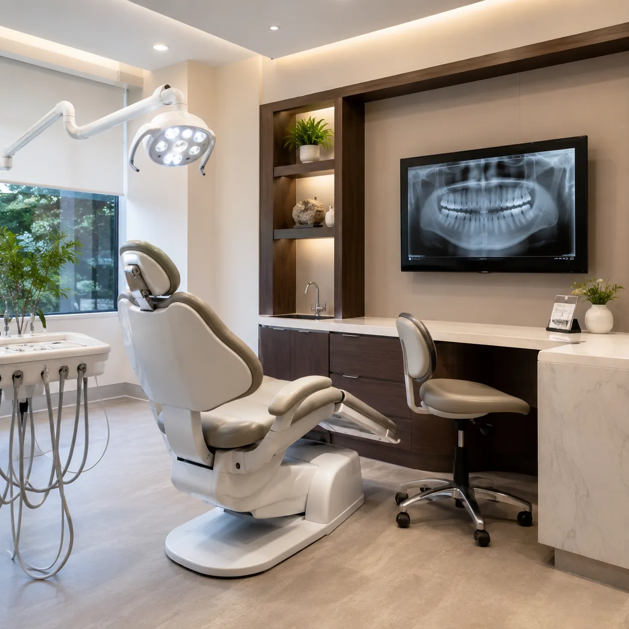 Oral surgery consultation room with digital X-ray display - Arasu Dental Care, Coimbatore