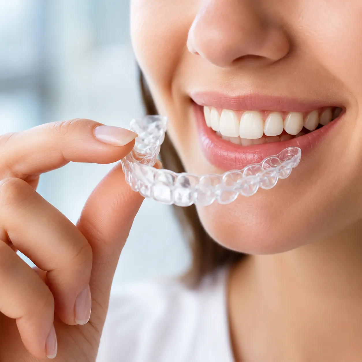 Patient fitting a clear removable retainer - Arasu Dental Care, Coimbatore