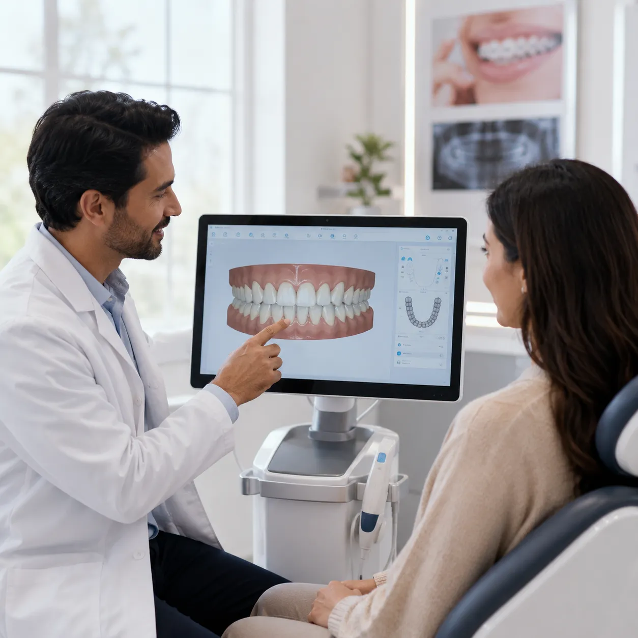Orthodontist explaining a digital treatment plan to a patient - Arasu Dental Care, Coimbatore